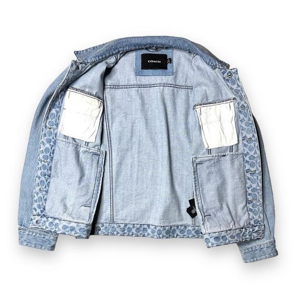 Coach Denim Trucker Jacket With Removable Shearling Collar - Picture 6 of 7